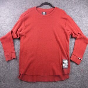 Ecko Unltd Sweater Mens XL Red Waffle‎ Knit Crewneck Pullover Long Sleeve Logo